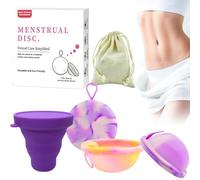Dhqkqg 3 Piezas Disco Menstrual, Suave Reutilizable Menstrual Cup, con 2 Disco Menstrual + 1 Taza Plegable, Copa Menstrual Reutilizable, para Mujeres Activas, Deportes, Natación