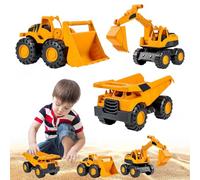 Dhqkqg 3Pcs Excavadora Juguete, Excavadora de Juguete, Excavadora para Niños, Set Vehiculos Construccion Juguete, Camión Volquete, Pala Cargadora, Excavadora, Juguetes para Niños de 3 Años o Más