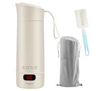 Dhqkqg Hervidor de Agua de Viaje, 400ML Hervidor Agua Electrico con 4 Niveles de Temperatura, Mini Termo Portátil, apagado automático, para Hacer Leche, Café y Té