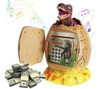Dhqkqg Hucha Infantil, Hucha Electrónica para Niños, Dinosaurio Hucha, Hucha Caja Fuerte Niños, con Código de Seguridad Música y Luz, Huchas Infantiles, Hucha Niño para Guardar Monedas y Efectivos