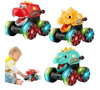 Dhqkqg Monster Truck Juguete, 3 Piezas Juguetes Press and Go, Camiones Monstruo de Juguete, Modelo de Coche de Juguetes Interactivo con Luz, Educación Monster Trucks Regalo para Niños y Niñas