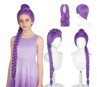 Dhqkqg Peluca De Cazador, Peluca Morada Larga, Pelucas De Cazador Para Niños, Pelucas Largas Trenzadas Moradas, Pelucas de Anime Para Cosplay para Carnaval, Halloween, Accesorios De Cosplay