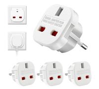 Dhqkqg UK to EU Plug Adapter, 4 Piezas Adaptador de Enchufe de UK a Enchufe Europeo, Adaptador Enchufe Ingles a Español, Adapter de Viaje UK a UE/DE/FR/IT/ES
