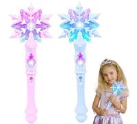Dhqkqg Varita de Princesa, 2 Piezas Que Ilumina La Varita Luminosa del de Nieve, Varitas Luminosa de Copo de Nieve Mágica de Princesa, para Niños, Niñas, Princesas, Accesorios de Fiesta, Decoración