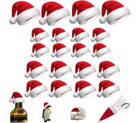 DHRUTI Mini Gorros de Navidad 30 Piezas Mini Sombreros de Papá Noel,Mini Sombrero de Navidad Porta Cubiertos Navideños Gorros de Piruleta,Sombreros Botellas de Vino,Para Decoración de Navidad (30pcs)