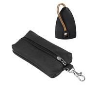 DHSBGWSX 1 bolsillo para llaves de piel, 1 bolsillo para llaves extensible, bolso para llavero, bolsa de almacenamiento negra, pequeña bolsa de almacenamiento, funda para llaves, Negro , 12 * 7 * 1,8