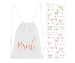 DHSBGWSX 1 bolso de novia, 2 pegatinas, accesorios para mujer, bolsa de cordón, accesorios de novia, accesorios de despedida de soltero, bolso de novia, Blanco, Talla única