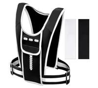 DHSBGWSX 1 Chaleco Reflectante con 2 Cintas Deportivas, Bolsa para Chaleco Reflectante para Correr, Chaleco Deportivo Ajustable, Mochila para Correr Y Andar En Bicicleta