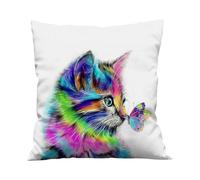 DHSBGWSX 1 funda de cojín decorativa para gatos, 45 x 45 cm, multicolor, con estampado de gato, para decoración del hogar y decoración