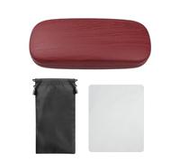 DHSBGWSX 1 funda para gafas con vetas de caoba, 1 bolsa de almacenamiento negra, 1 paño de ante gris para gafas, caja de almacenamiento para gafas de sol, rojo, Talla única