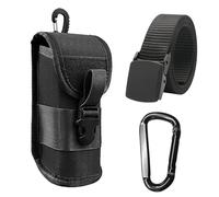 DHSBGWSX 1 funda para gafas, equipada con 1 cinturón y 1 gancho de metal, bolsillo exterior, funda para gafas de sol, accesorios para exteriores, accesorios de mochila, Negro , Talla única