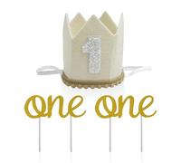 DHSBGWSX 1 gorro de cumpleaños, 2 pegatinas, gorro infantil con el número 1