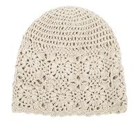 DHSBGWSX 1 gorro de punto de algodón, gorro suelto de verano, gorro de algodón fino, gorro de ganchillo, puntera para mujer, adecuado para diferentes formas de cabeza y formas de cara (beige), beige,
