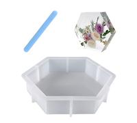 DHSBGWSX 1 molde de silicona hexagonal, 1 varilla agitadora, forma hexagonal de muestra, forma hexagonal, forma tridimensional hexagonal, molde de cola, manualidades de bricolaje