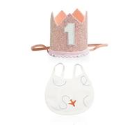 DHSBGWSX 1 Pieza De Gorro De Primer Cumpleaños, 1 Pieza De Toalla Para Saliva, Corona De Primer Cumpleaños, Adecuado Para Cumpleaños De Bebés Y Fiestas De Aniversario