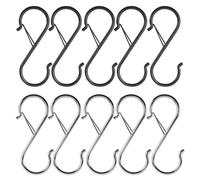 DHSBGWSX 10 Ganchos en Forma de S de Metal para Ojetes de Oveja, de Rosca, de Acero Inoxidable, Resistentes al Viento Con Hebilla de Resorte