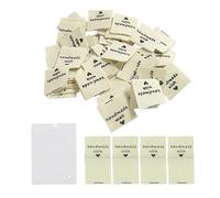 DHSBGWSX 100 etiquetas de tela para ropa, 1 bolsa de almacenamiento, etiquetas de cuello de ropa, hechas a mano con etiquetas de tela de amor