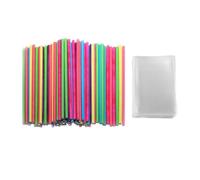 DHSBGWSX 100 Palillos de Piruleta 150x3,5mm, 100 Bolsas de Embalaje, Palitos de Caramelo y Pastel, Mangos para Tartas, Juego de Barras