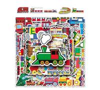 DHSBGWSX 100 pegatinas de tren de dibujos animados, multicolor, PVC autoadhesivo, adecuadas para frigoríficos, portátiles, monopatines y más