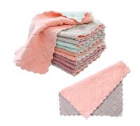 DHSBGWSX 12 paños de terciopelo coral, paños de limpieza de cocina, paños de microfibra, trapos absorbentes y eliminadores de aceite, paños de cocina reutilizables, esponjas abrasivas de doble cara