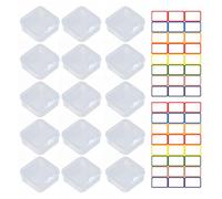 DHSBGWSX 15 Cajas Transparentes Con Tapa - 48 Etiquetas Vacías, Almacenamiento de Joyas, Exhibición Transparente, Mini Caja Cuadrada