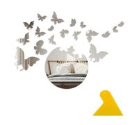 DHSBGWSX 19 Pegatinas de Espejo Adhesivas de Mariposa con Rascador - Decoración de Pared para Salón y Cabecera