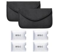 DHSBGWSX: 2 Bolsas de Blindaje de Señal, 4 Soporte para Tarjetas Blindadas, Bolsa para Teléfono Móvil, Bolsa de Tela Oxford, Blindaje de Señal, Negro, Adecuado para Llaves de Coche y Teléfonos Móviles