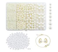 DHSBGWSX 2 cajas de cuentas redondas de color crema y blanco para pulseras, bisutería, decoración, no plegables