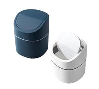 DHSBGWSX 2 cubos de basura pequeños con tapa, mini cubos de basura portátiles para dormitorio y baño (azul)