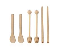 DHSBGWSX 2 cucharas de miel, 2 cucharas de madera, 2 pajitas de madera, cucharas mezcladoras, mezcladoras de miel, cucharaditas, agitador para bebidas, accesorios de cocina