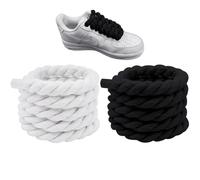 DHSBGWSX 2 pares de cordones de cuerda de algodón, cordones simples y modernos, cordones de cuerda gruesa, cordones deportivos, cordones de bricolaje, accesorios para zapatos