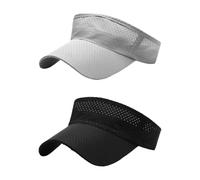 DHSBGWSX 2 piezas de gorra de béisbol vacía para mujer con cola de caballo, gorra de visera cilíndrica de malla, gorra de visera de verano, gorra deportiva unisex, Negro, Gris Claro, 33-55