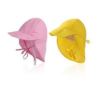 DHSBGWSX 2 sombreros para el sol para niños, plegable, protección UV, sombrero de pesca, sombrero elástico ajustable, sombrero de playa transpirable y cómodo (rosa, amarillo), rosa, amarillo, Talla