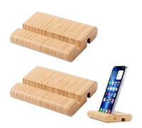 DHSBGWSX 2 soportes de bambú, soporte para tableta, soporte de escritorio, soporte para teléfono móvil, soporte universal para teléfono móvil