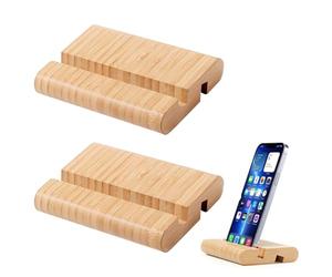 DHSBGWSX 2 soportes de bambú, soporte para tableta, soporte de escritorio, soporte para teléfono móvil, soporte universal para teléfono móvil