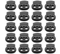 DHSBGWSX 20 hebillas de cordón, extremos de cordones, cordones de cuerda, cordones con capucha, hebillas de bola, tapas de cordón, hebillas de resorte de plástico, cabezales de cordones (negro),