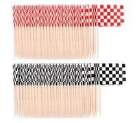 DHSBGWSX 200 banderas a cuadros de carreras para decoración de tartas de carreras de color rojo y negro, 2,5 x 3,5 cm, para cumpleaños