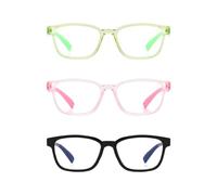 DHSBGWSX 3 piezas de gafas para niños, gafas anti-luz azul, gafas para niños de moda, gafas antifatiga ocular, gafas de protección radiológica para estudiar o jugar (rosa, verde, negro)