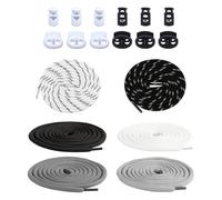 DHSBGWSX 4 cordones de cordón, 1 enhebrador de aguja, cordones elásticos para pantalones, cordones de chaqueta y sombrero, cintura para pantalones, diadema de plástico, adecuado para pantalones