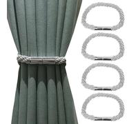 DHSBGWSX 4 Piezas de Bridas para Cortinas, Soporte y Rollo, Accesorios con Imanes de Cierre Magnético (Gris)