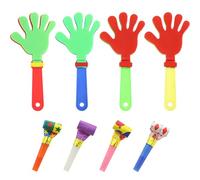 DHSBGWSX 4 unidades de palmas de mano de colores con 4 silbatos infantiles de colores, silenciador, juguete para chismes, cuerno de fiesta, trompeta infantil para fiestas de cumpleaños, eventos