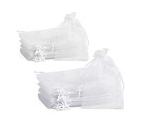DHSBGWSX 40 bolsas de organza, bolsas de malla con cordón, bolsas de regalo de fiesta de boda para alimentos, dulces, confeti, joyas (blanco)