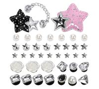 DHSBGWSX 40 Piezas de Accesorios para Zapatos - Decoración de Estrellas de Cinco Puntas y Flores Perforadas