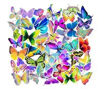 DHSBGWSX 50 pegatinas de mariposa para coche, pegatinas impermeables de graffiti, adecuadas para decoración de manos, se pueden utilizar para motocicletas, monopatines, computadoras, vasos de agua,