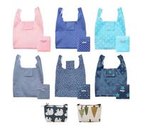 DHSBGWSX 6 Bolsas de la Compra Plegables y 2 Monederos - Reutilizables, Fáciles de Guardar, Multicolor