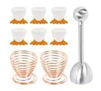 DHSBGWSX 6 hueveras, 2 bandejas para huevos, 1 abridor de huevos, hueveras infantiles de plástico, bandejas para huevos de acero inoxidable, nuevos hueveras