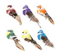 DHSBGWSX 6 pájaros simulados, coloridos, pájaros artificiales con clip, decoración de manualidades, decoración de jardín, accesorios de decoración de patio
