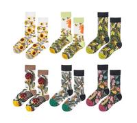 DHSBGWSX 6 Pares de Calcetines Con Volantes Transparentes para Mujer, de Encaje, Florales Bordados Vintage, Finos Estampados Coloridos