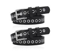 DHSBGWSX Cinturón de metal de 2 piezas, cinturón con hebilla, cinturón de cuero negro para hombre, cinturón de estilo simple, cinturón con longitud ajustable, adecuado para niños y niñas (negro),