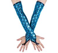 DHSBGWSX Guantes de Escamas de Pez, Disfraz de Sirena para Mujer con Top de Cola y Accesorios, Mundo Submarino